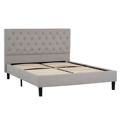 Ellie Queen Grey Upholstered Platform Bed