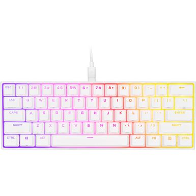 CORSAIR - K65 RGB Mini Wired 60 Mechanical Cherry MX SPEED Linear Switch Gaming Keyboard with PBT Double-Shot Keycaps - White