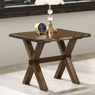 Transitional Solid Wood End Table in Walnut