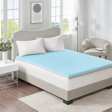 Blue 3" Gel Memory Foam All Season Reversible Hypoallergenic Cooling Mattress Topper Queen