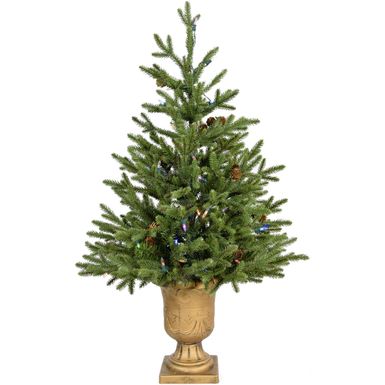 Fraser Hill Farm 3.6' Noble Fir Potted Tree - Multi LED Lights, Battery Box