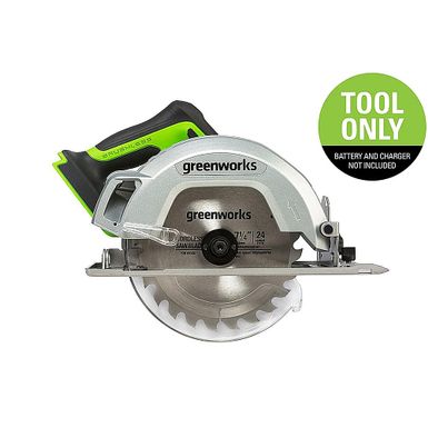 Greenworks - 24-Volt Cordless Brushless 7.25 in. Circular Saw (Battery and Charger Not Included) - Black/Green