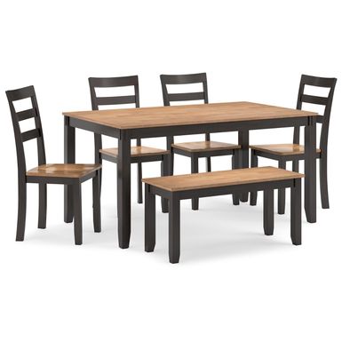 Gesthaven Dining Table with 4 Chairs and Bench (Set of 6)