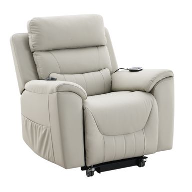 ACME Marsha Power Recliner w/Lift & Massage in Light Gray Silicone Synthetic Leather