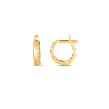 14k Yellow Gold Textured Huggie Hoops