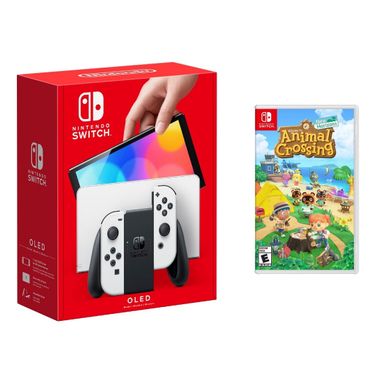 Nintendo - Switch OLED White + Animal Crossing BUNDLE