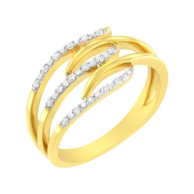 10K Yellow Gold Plated .925 Sterling Silver 1/10 Cttw Round-Cut Diamond Fashion Ring (I-J Color, I1-I2 Clarity) - Size 8