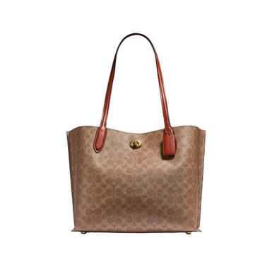 Coach Coated Canvas Signature Willow Tote Bag (Tan/Rust)