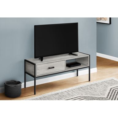 TV Stand/ 48 Inch/ Console/ Media Entertainment Center/ Storage Drawer/ Living Room/ Bedroom/ Laminate/ Metal/ Grey/ Black/ Contemporary/ Modern