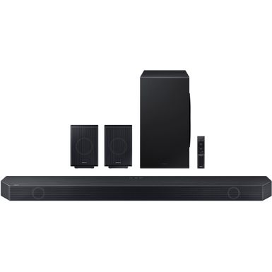 Samsung - Q-series 11.1.4 ch. Wireless Dolby Atmos Soundbar + Rear Speakers w/ Q-Symphony - Titan Black