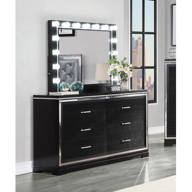 Eleanor Rectangular 6-drawer Dresser Silver and Black