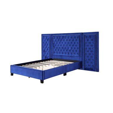 ACME Damazy Queen Bed, Blue Velvet