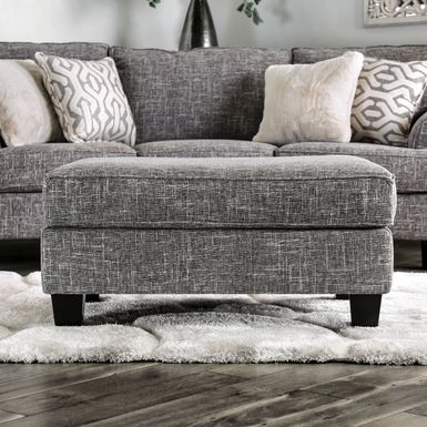 Transitional Fabric Upholstered Ottoman in Gray