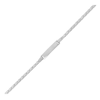 14k White Gold Childrens Heart Link ID Bracelet (6 Inch)