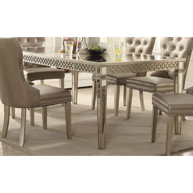 ACME Kacela Dining Table, Mirrored & Champagne Finish