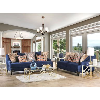 Transitional Chenille Sloped Arms 2-Piece Sofa Set