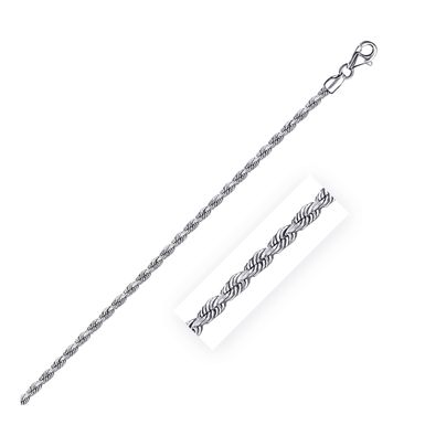 2.5mm 14k White Gold Solid Diamond Cut Rope Chain (22 Inch)