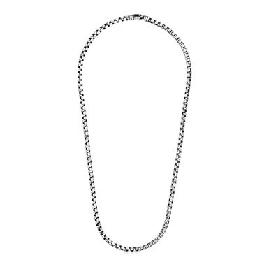 Sterling Silver Gunmetal Finish Round Box Chain Necklace (24 Inch)