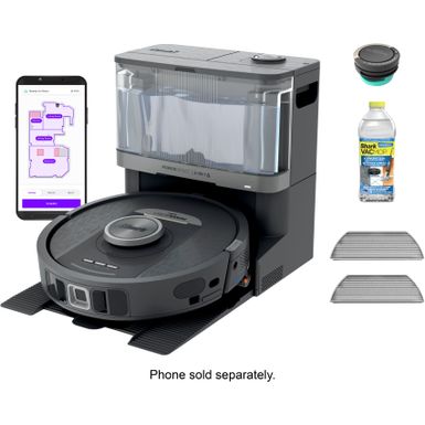 Shark - Robot Vacuum & Mop PowerDetect NeverTouch, Combo, Self-Emptying & Self-Refilling, 60-Day Debris Capacity with Pad Dry - Gaia Grey