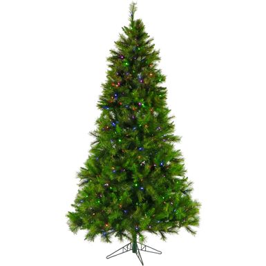 Fraser Hill Farm 7.5' Canyon Pine Tree, Multi-Color/Clear LED Lights, Easy Connect, Remote