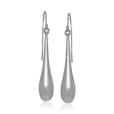 14k White Gold Long Polished Teardrop Dangling Earrings