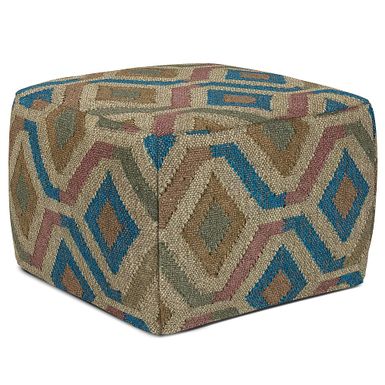 Simpli Home - Johanna Square Pouf - Multi-Color