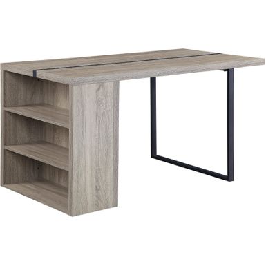 ACME Patwin Dining Table, Gray Oak & Black Finish