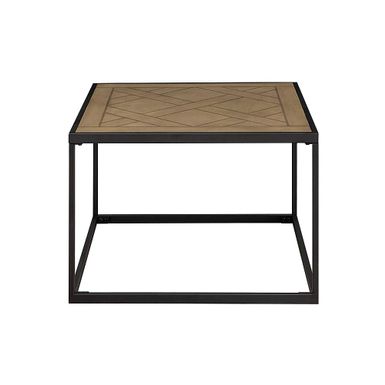 Walker Edison - Modern Parquet Square Coffee Table - Parquet Veneer