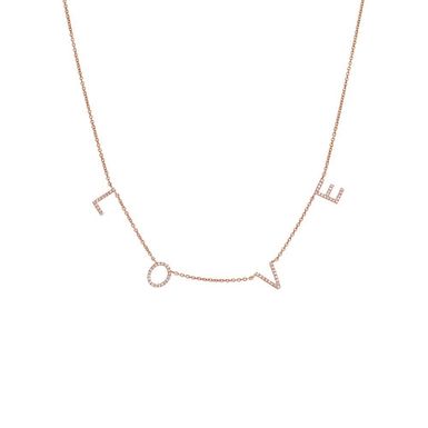 Diamond Pave Love Necklace 14K 14K Rose Gold