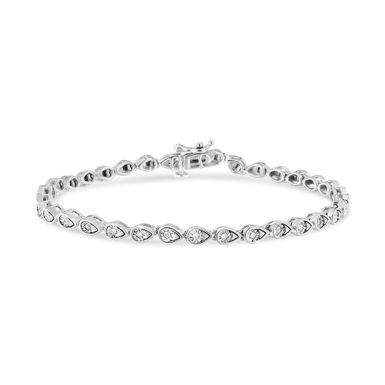 .925 Sterling Silver 1/10 Cttw Round-Cut Diamond Pear Link 7.25" Bracelet (I-J Color, I2-I3 Clarity)