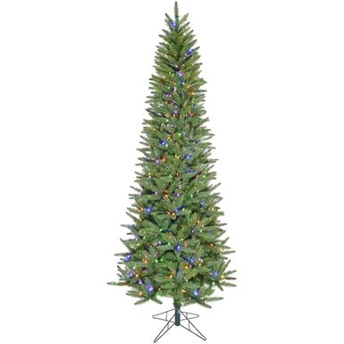 Christmas Time 6.5' Windsor Pine Slim Christmas Tree, 8F Multi-Color LED Lights, Remote