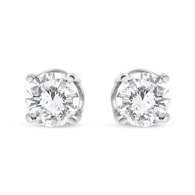 14K White Gold 3/4 Cttw Lab Grown Diamond 4-Prong Classic Stud Earrings (F-G Color, VS2-SI1 Clarity)