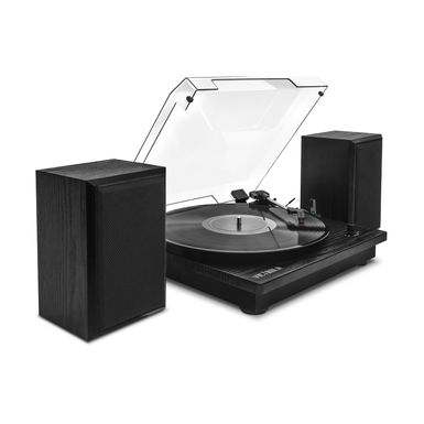 Victrola Montauk Bluetooth Record Player with 3 speed Turntable and Bookshelf Speakers - Black