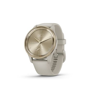 Garmin - vívomove Trend Hybrid Smartwatch 40 mm Fiber-Reinforced Polymer - Cream Gold Stainless Steel with French Gray Band