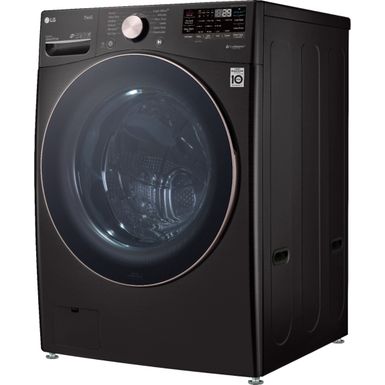 LG - 4.5 Cu. Ft. High-Efficiency Stackable Smart Front Load Washer with Steam and Built-In Intelligence - Black Steel