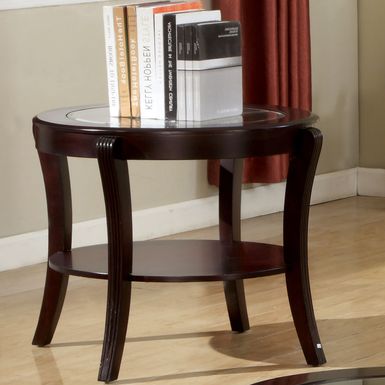 Contemporary Glass Top 1-Shelf End Table in Espresso