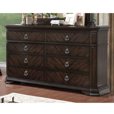 Traditional Wood 8-Drawer Dresser in Espresso