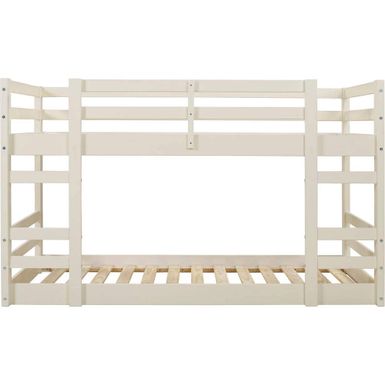 Walker Edison - Solid Wood Low Twin over Twin Bunk Bed - White