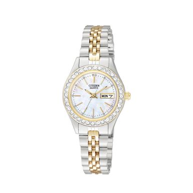 Citizen  - Womens Two Tone Stainless Steel Watch with Crystal Bezel