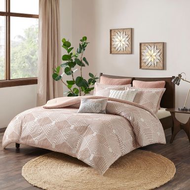 Blush Ellipse Cotton Jacquard Comforter Set King/Cal King