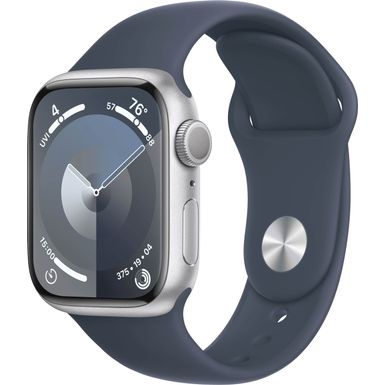 Apple Watch Series9 GPS 41mm Aluminum Case with Storm Blue Sport Band (Small/Medium) - Silver - (2023)