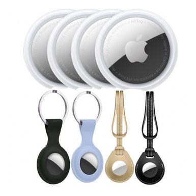 Apple Airtag 4 Pack Luggage Black/Beige Key Ring Black/Blue