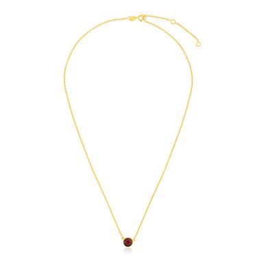 14k Yellow Gold Necklace with Round Garnet (17 Inch)