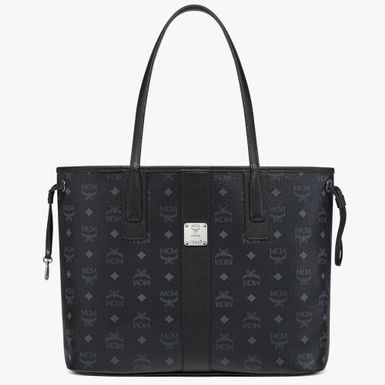 MCM Large Reversible Liz Shopper in Visetos - Black