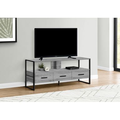 TV Stand/ 48 Inch/ Console/ Media Entertainment Center/ Storage Drawers/ Living Room/ Bedroom/ Laminate/ Metal/ Grey/ Black/ Contemporary/ Modern