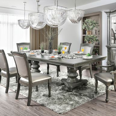 Transitional Wood Extendable Dining Table in Gray