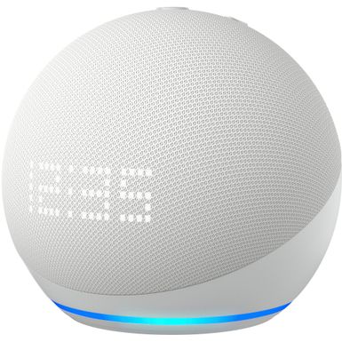 Amazon - Echo Dot with Clock (5th Gen, 2022 Release) Smart Speaker with Alexa - Glacier White