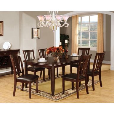 Transitional Wood 7-Piece Dining Table Set in Espresso