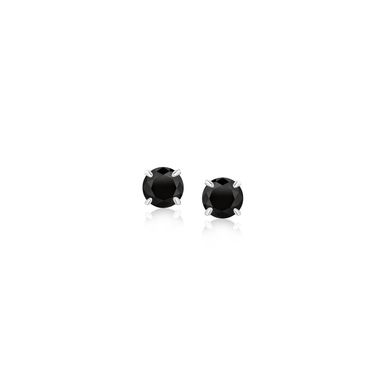 14k White Gold Stud Earrings with Black 4mm Cubic Zirconia