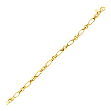 14k Yellow Gold Twisted and Polished Link Bracelet (7.5 Inch)